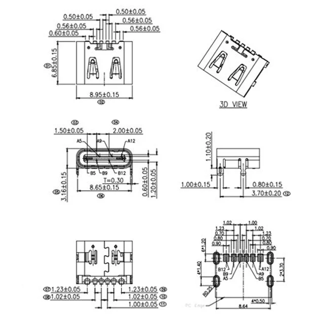 USB 3.1 Type-C new generation SMT slot USB SMD slot