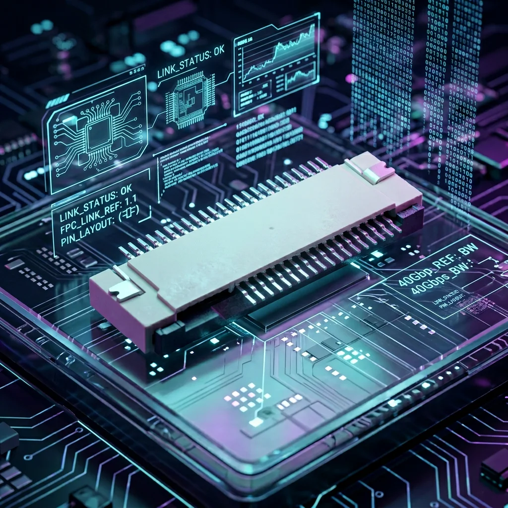 Universal and flexible 0.5 mm FPC flat cable with 24 contacts and printed board connector, available.