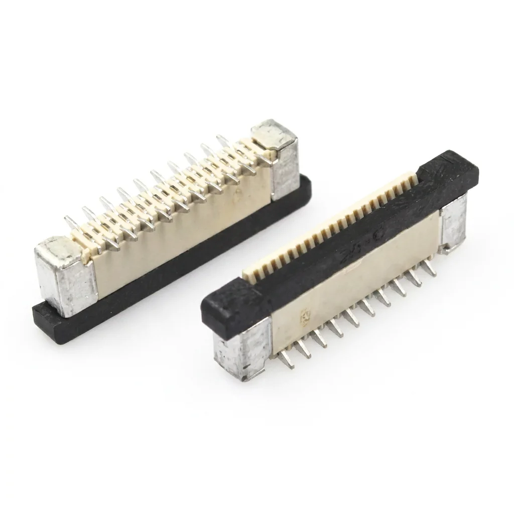 Horizontal plug for step-by-step printed circuit board, 1.25mm, 10 pins, with locator, single row, pins, direct, ex-factory delivery.