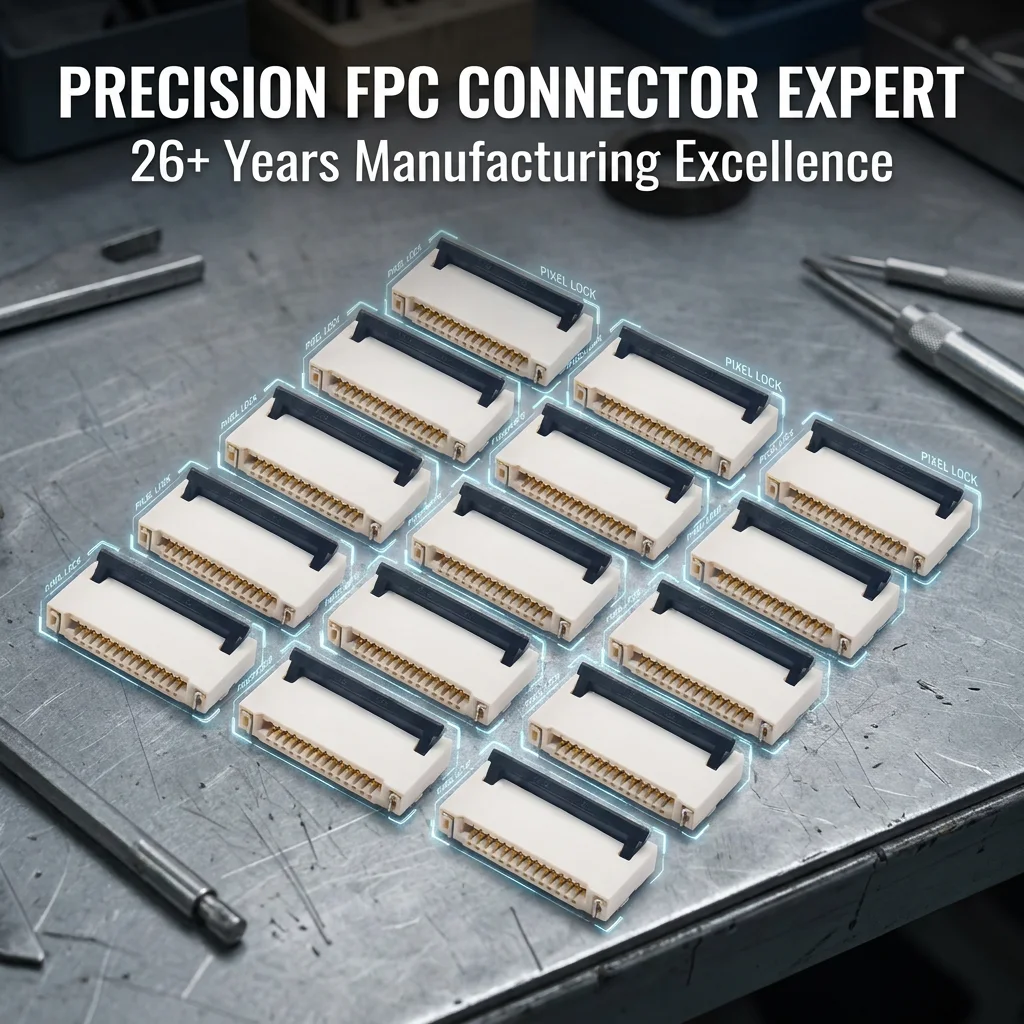 FPC/FFC flat cable plug, spacing of 0.5 mm,14 pins, with folding cover, height of 1.0 mm, used for LCD display, specially designed for smart phones.