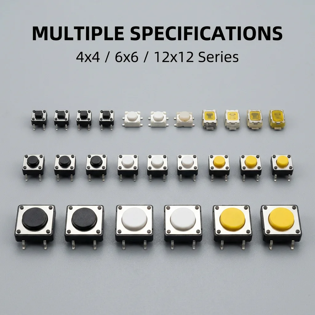 SMD 2P switch button, without bracket, can be installed on the printed circuit board of China manufacturer, 3x4x2, small scale switch, brass material, 12V.