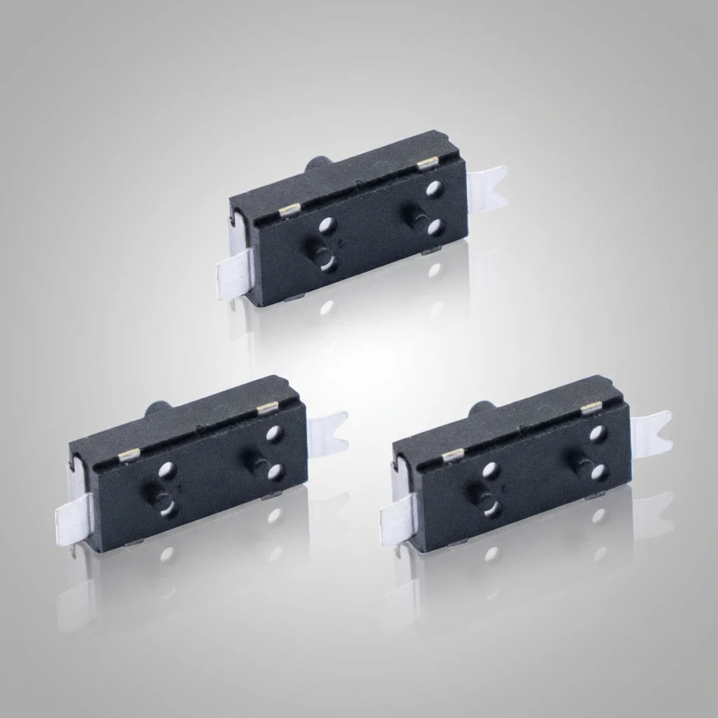 Universal mini-switcher, used for vertical installation on the surface, with positioning and smooth brightness level, 2 contacts and 2 positions.