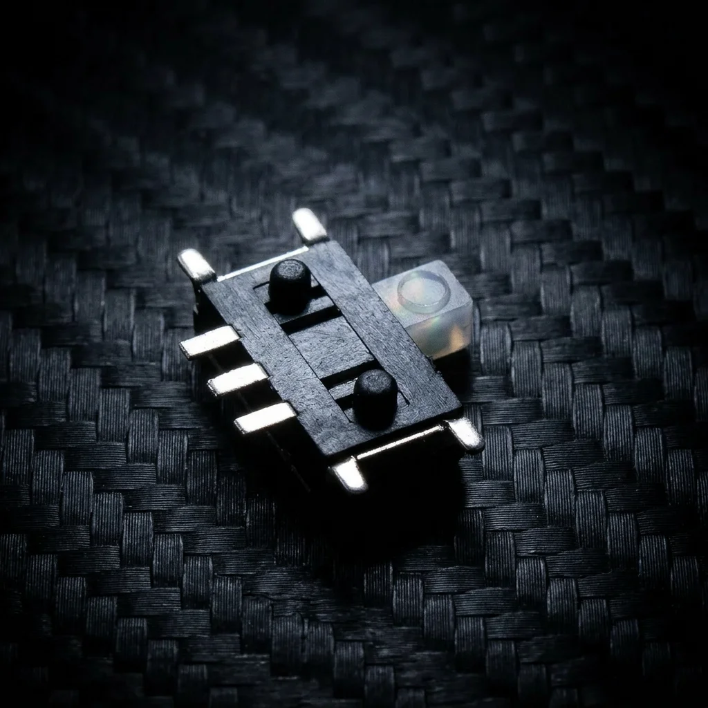 Micro slide switch 1P2T MSK12C03 with white handle, 7 pins, height 1.50mm, maximum voltage 12V.