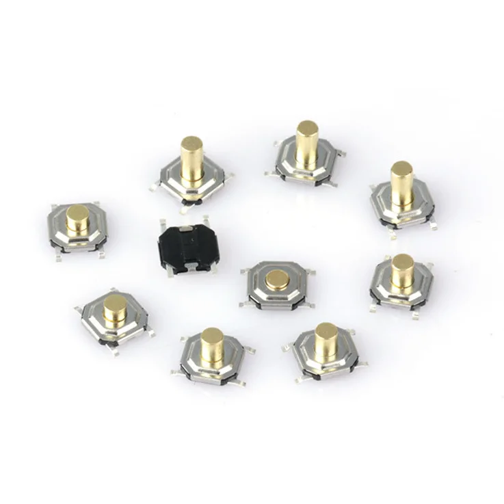 TS-1187 touch button switch, waterproof, instant, SMT type, 4 contacts, metal.