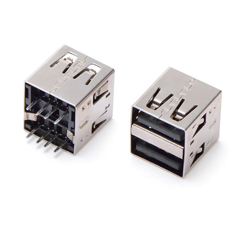 USB 4-contact shielded socket connector double stack brass alloy USB receptacle product category