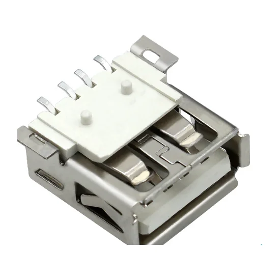 USB connector AF180QT1.0 Type-A 4P 1 port 1.5mm 5V 2A right angle -40°C ~ 85°C 100 zinc 190E high-strength carbon steel