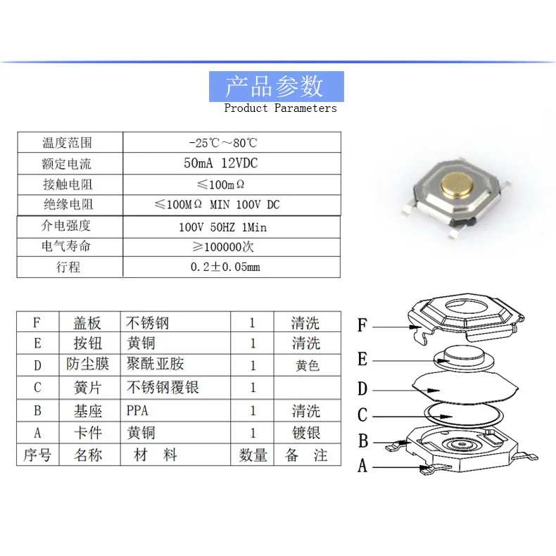 TS-1187 brand-new and original 5.1*5.1*1.5mm supplier vertical timing switch