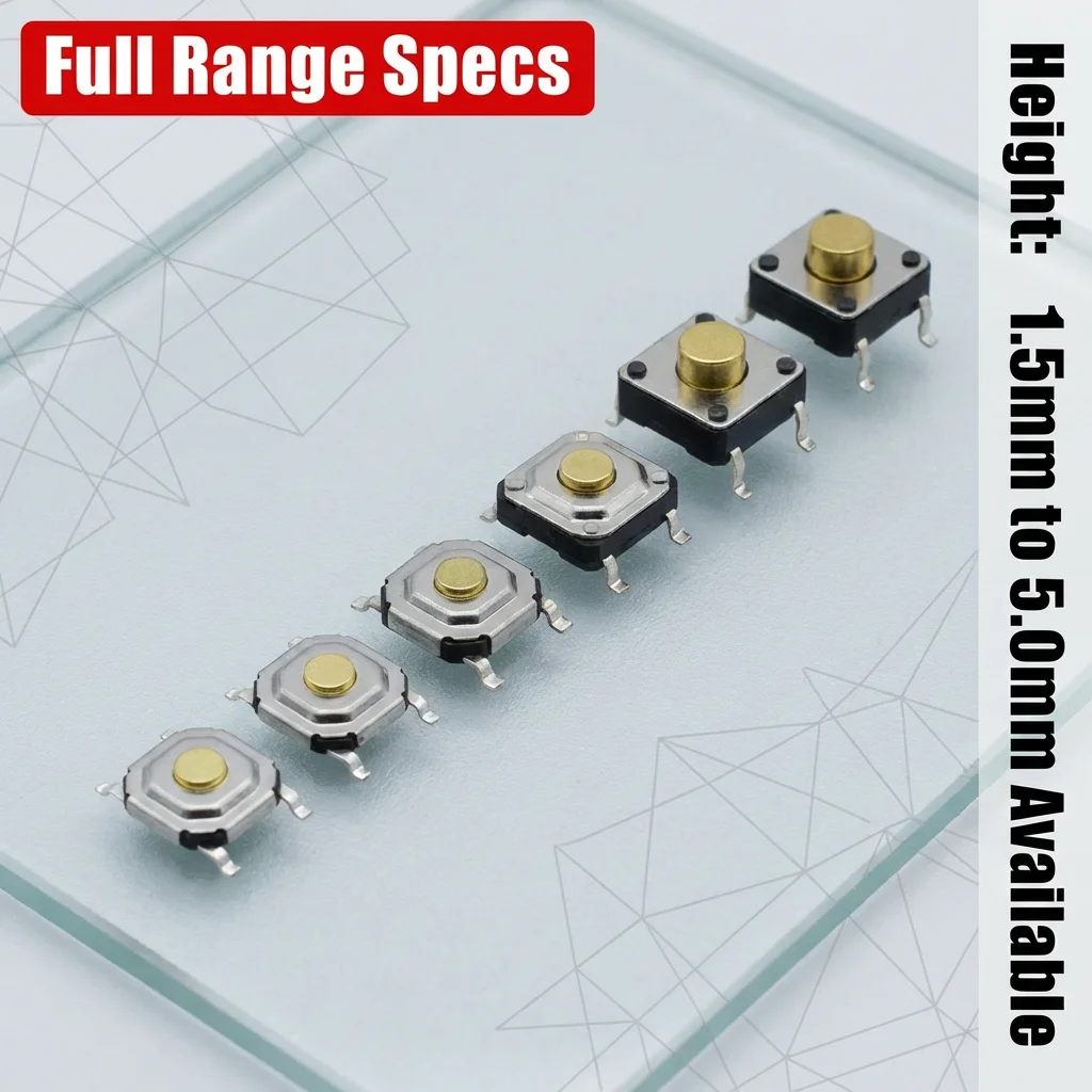 Touch button YIWEI TVCM17 4X4, thin, metal, SMD, microswitch, 12V DC, 50mA.