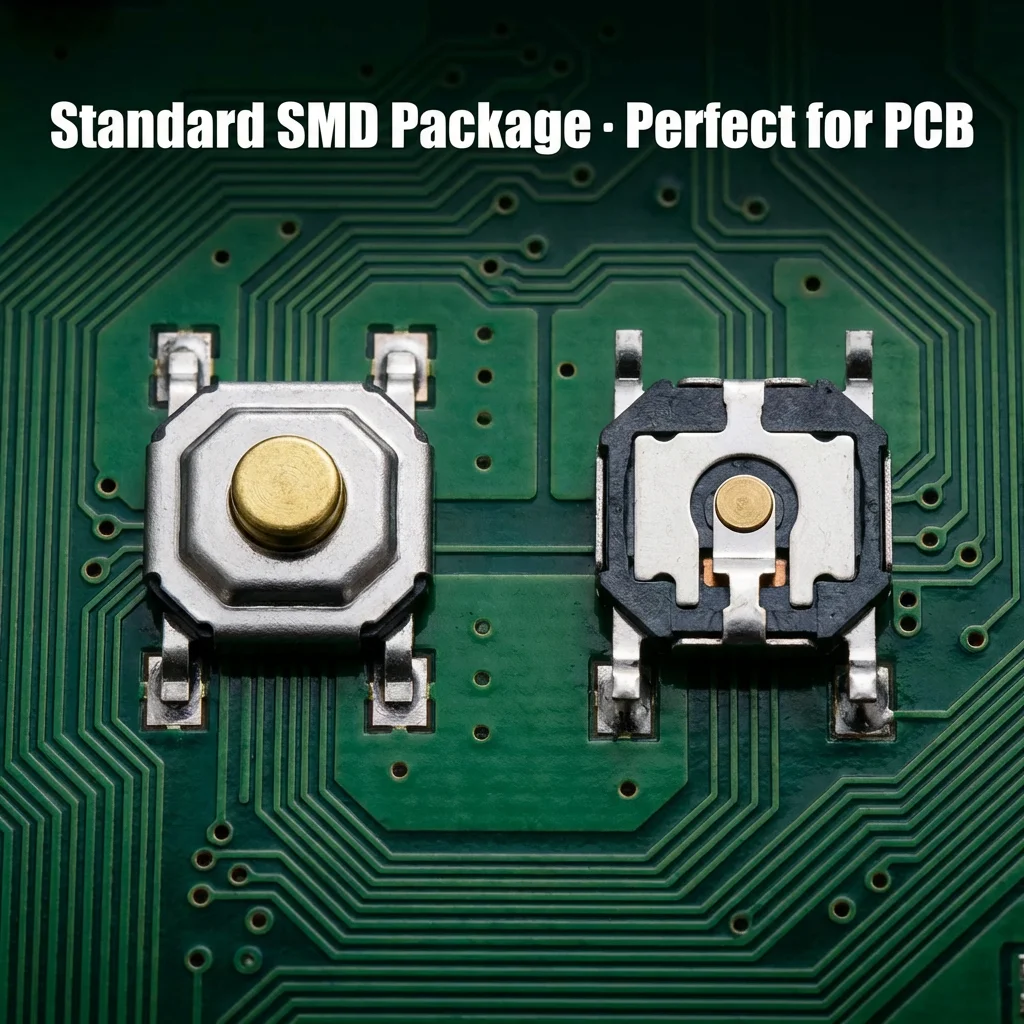 Touch button YIWEI TVCM17 4X4, thin, metal, SMD, microswitch, 12V DC, 50mA.