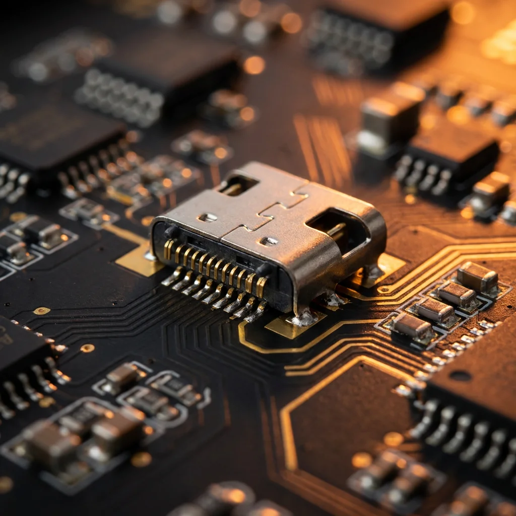 Fast charging female USB connector, audio connector, 16-pin Type-C connector, driver connector, BPL connector.