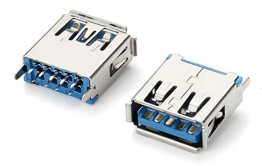 USB 3.0 Type-A connector (female) for vertical installation, USB 3.0, 13.7mm.
