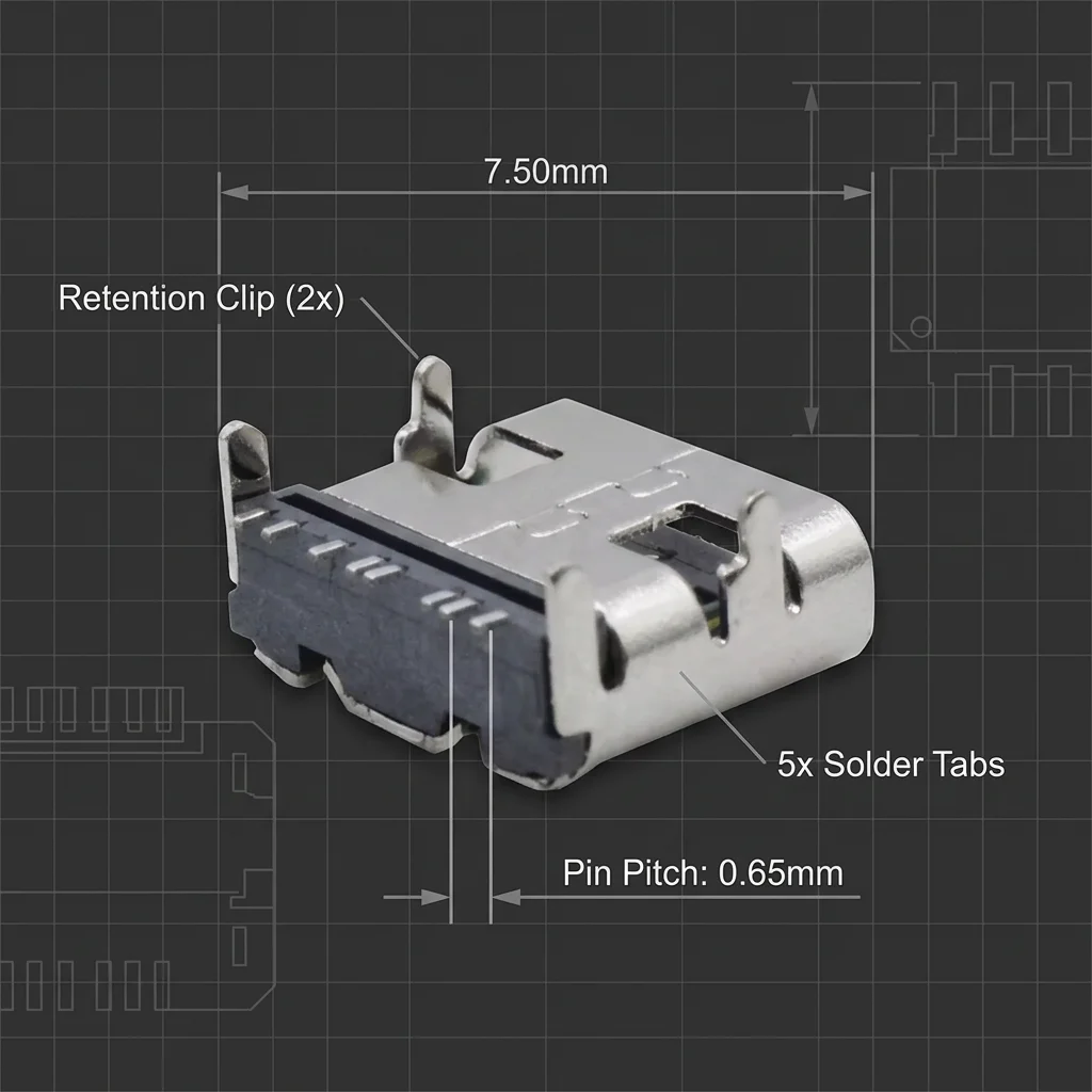 8-pin USB Type-C (fuel) plug, used to replace the Type-C charging port plug.