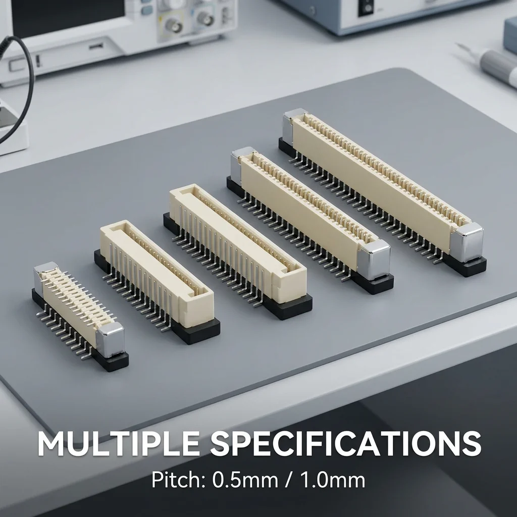 Horizontal plug for stepping 1,25mm, 10-pin, single wire, with locator and pins, delivered from the factory.