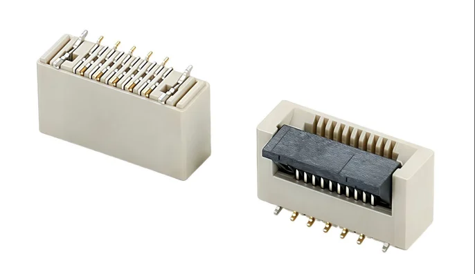 FPC slots, 1.25mm apart, horizontal, SMT type, Flip-lock fixed, FFC/FPC slots, 1.0mm apart.