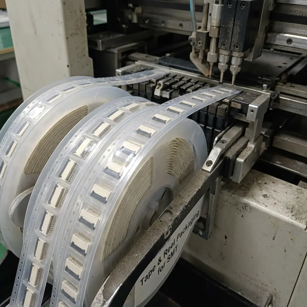FPC connector, with spacing of 1.0 mm, 4-40 pins, horizontal, SMT type, with Flip-lock fixing, used for FFC/FPC cable, with spacing of 1.0 mm.