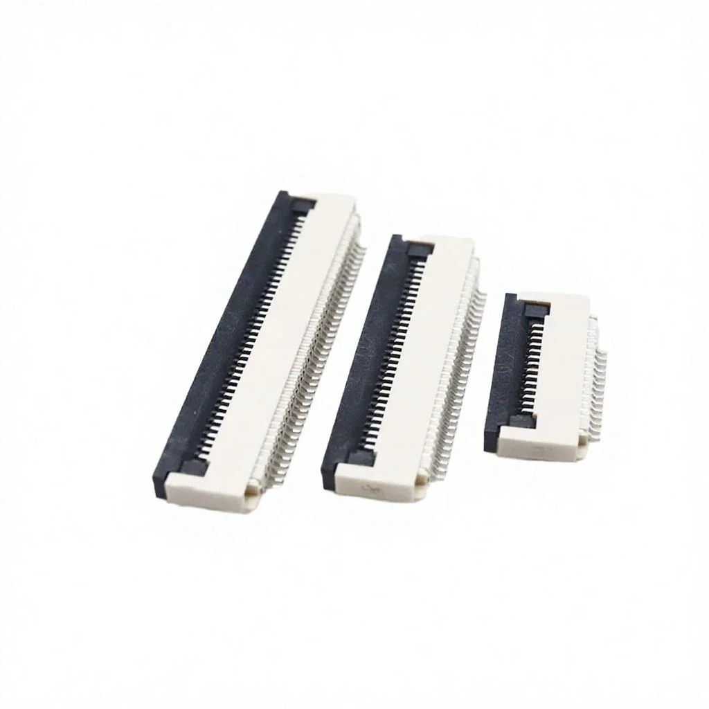 0.5 mm FPC plug, horizontal, SMT,Flip-lock type, upper/lower contacts, 20 pins, 0.5mm FPC plug.