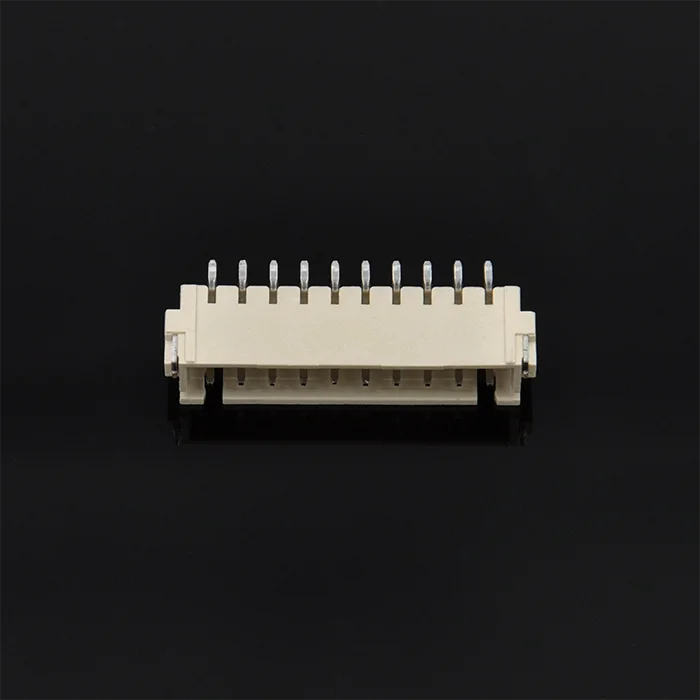 Horizontal FPC plug, step length 1.25 mm,10 pins, with locator, single wire and pins, used for printed circuit boards, delivered directly from the factory.