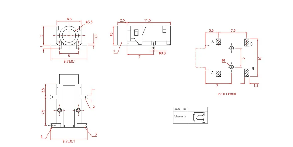 4-pin Micro 3.5 mm SMT DIP audio adapter, nylon package, headphone jack, microphone and optical cable.