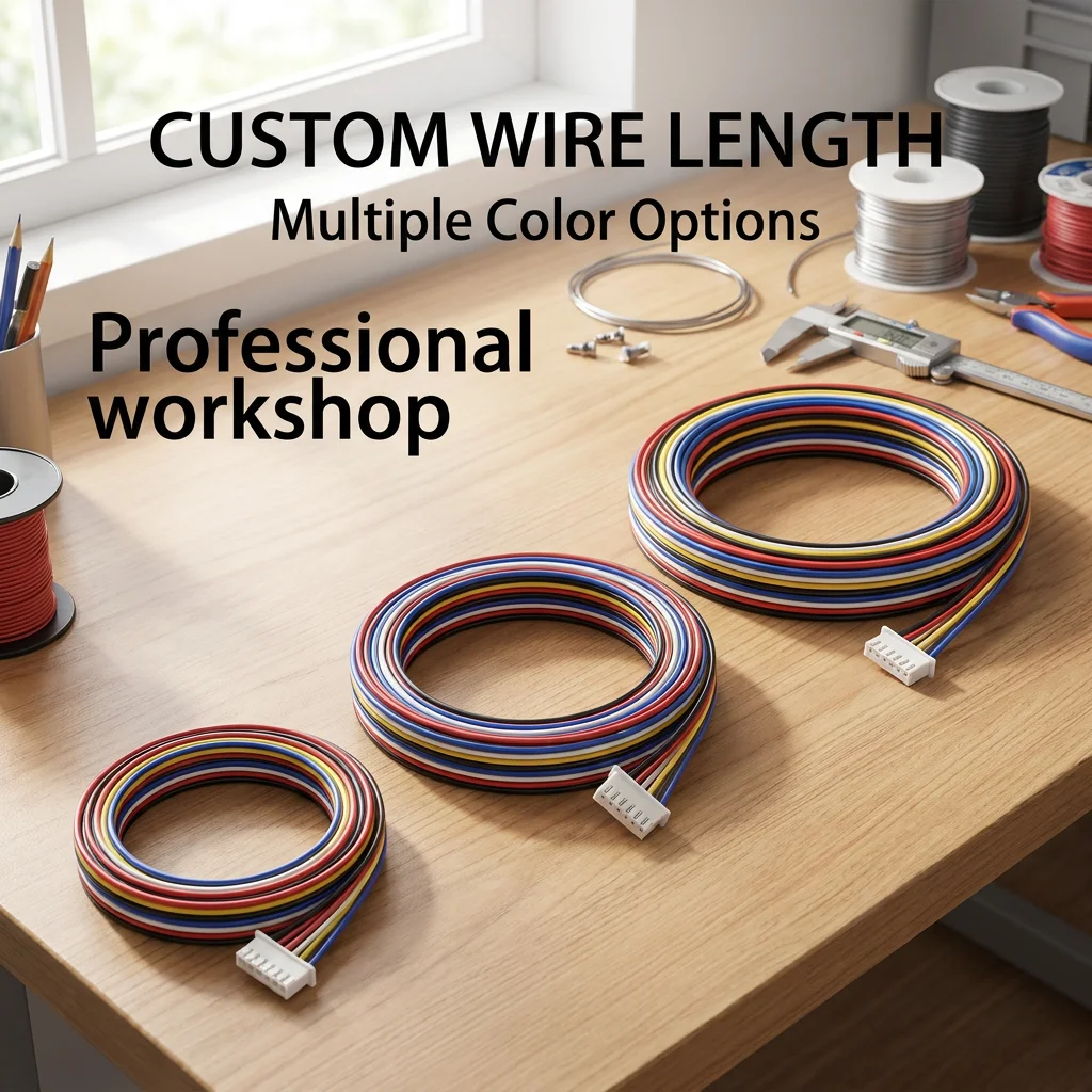 Customized and ordered complete solution: Step-by-step 2,5 mm,2,3,4,8-pin female conductor connectors, which are used to assemble wire harness and flat cable.